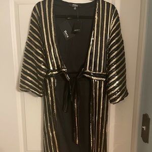 NWT Black & Gold sequin long jacket Size S